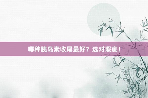哪种胰岛素收尾最好？选对瑕疵！